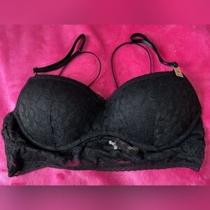 Victoria's Secret PINK Black Lace Underwire PUSH UP Bra